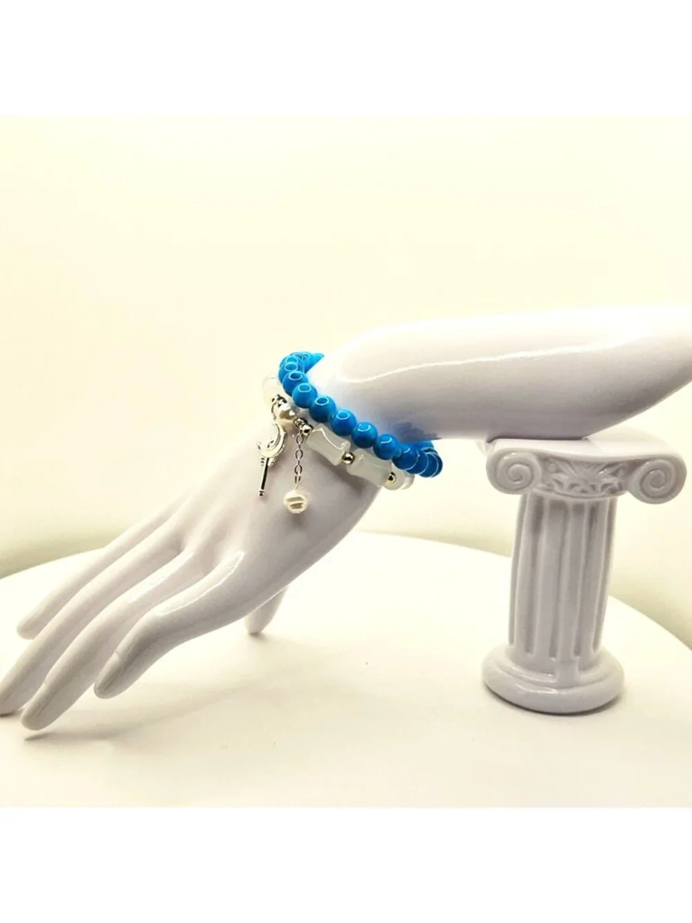 Blue Celestial Bracelet Stack, Moon Charm Bracelet, Coquette Jewelry, Layered